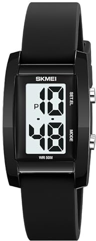 Gosasa Reloj digital unisex de moda para hombre y mujer, esfera de números grandes, esfera rectangular, correa de silicona impermeable, relojes LED, Negro -, Casual