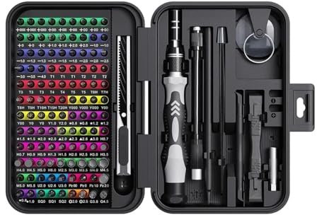 Juego de destornilladores de precisión 132 en 1, Kit de herramientas de mano profesional, puntas magnéticas Torx Phillips aptas for iPhone, Xiaomi, reloj, cámara y Dron(Black)