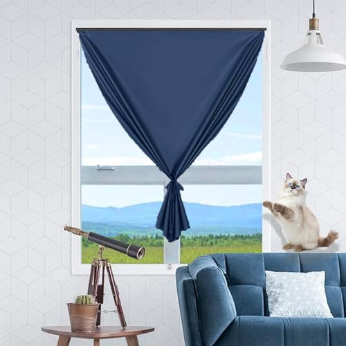 Fensterrollo Klemmrollo 110 x 205 cm, Beschichtung Sonnen, Einfache Installation, Maßgeschneiderte Größe Faltrollo Sichtschutz Sonnenschutz, mit Klettband für Fenster Türen, Blau A