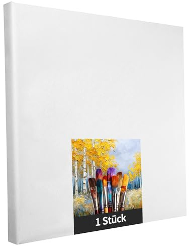 Künstlerleinwand Keilrahmen - 1 Stück - 100x100cm - weiß - zum Bemalen | Weiße Künstlerleinwand zum Bemalen, 1 Stück, 100x100cm, Keilrahmen, Polyester, für Acrylfarben und Textilfarben