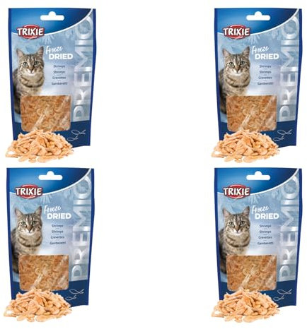 Trixie Freeze Dried Shrimps | 4er Pack | 4 x 25 g | Ergänzungsfuttermittel für Katzen | Gefriergetrockneter Snack | 100% Fleischgehalt | Bei Futtermittelallergien geeignet