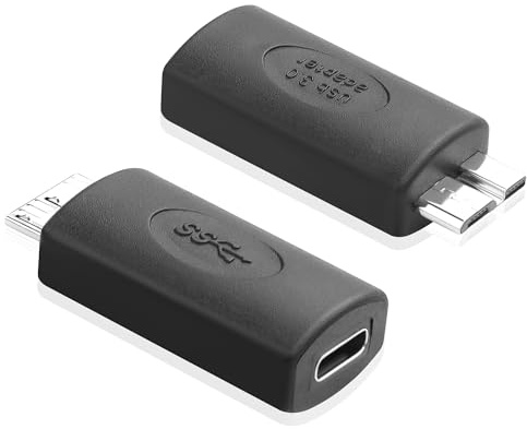 JSADZKJ USB Micro B a USB C Adaptador de Disco Duro Micro B 3.0 Macho a USB C Hembra 5Gbps Tipo-C a Micro B Adaptador de Transferencia de Datos para Discos Duros,Cámaras,Portátiles (2pcs)
