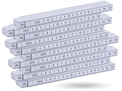10x Meterstab weiß bruchsicher - messgenauer Zollstock 2 Meter - leicht zu lesen