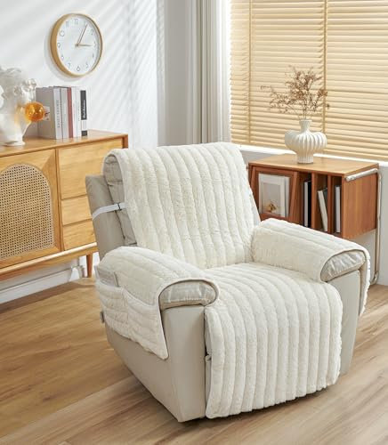 EBETA Relaxsesselhussen Liegesesselbezug Sesselbezug Sofa Armlehnenbezüge, Husse für Loungesessel Sesselschoner Sesselauflage, Schutzbezug Anti-Rutsch (Creme)