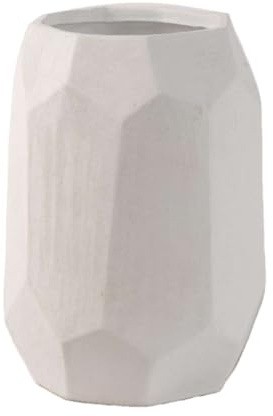 Leon Vaso geometrico in ceramica, bianco, altezza 34 cm, vasi moderni