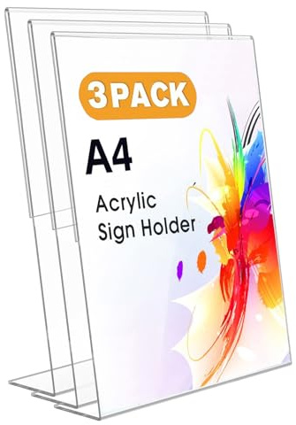 Ourui A4 L-Aufsteller/Ständer, 3 Stück Acryl Tischaufsteller für Cafés, Restaurants, Ausstellungen, Büros, Werbeaktionen