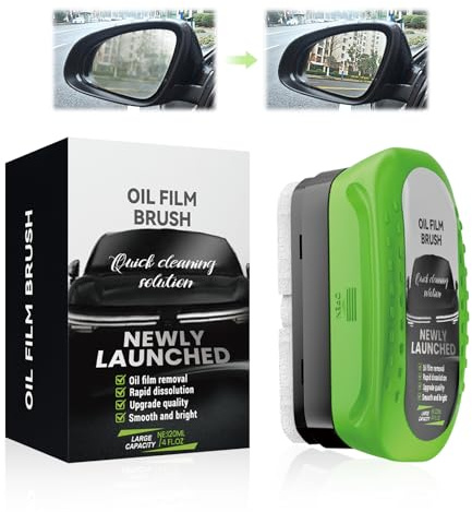 HASAIKA® Rimuovi Pellicole D'olio per Vetri, Spazzola per Pulizia Film Dell'olio per Auto, Migliore chiarezza e visibilità del vetro, 120 ml