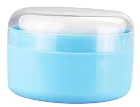 Warmhm 2 Stück Puderquaste mit Sieb Puderbehälter Kunststoff Hautfreundlicher Schwamm für Babypuder Körperpuder Zuhause und Reisen