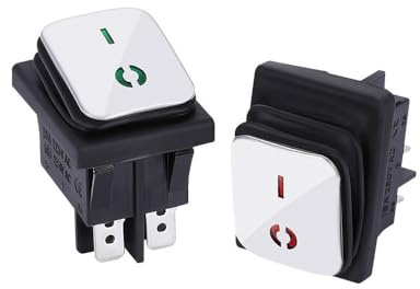 Switian Interrupteur à Bascule Étanche Miniature en Métal KCD4-2pcs SPST ON-OFF 4 Broches 16A 250VAC, LED Rouge/Vert, IP65 pour Équipements Électroménagers ﻿