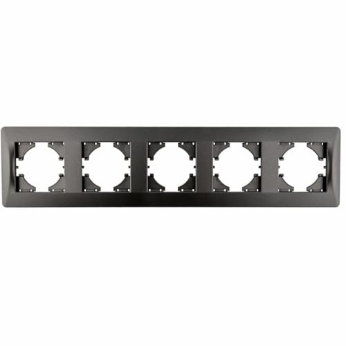 Horisontell infälld ram med 5 element i grafitfärg, perfekt för elinstallationer och systemdistribution.