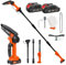 6 Inch Mini Cordless Electric Chainsaw 21V 2.0Ah, 2-in-1 Cordless Pole Saw Brushless Portable Electric Pole Saw Small Handheld Chain Saw Long Reach Battery Powered with 2 Batteries