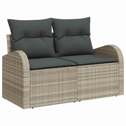 vidaXL Trädgårdsoffa Ljusgrå 124 x 62 x 69 cm konstrotting, Trädgård och Terrass, Hållbar Modulsoffa, Lätt UV-Skyddad, Utomhusmöbler, Modern Loungeset