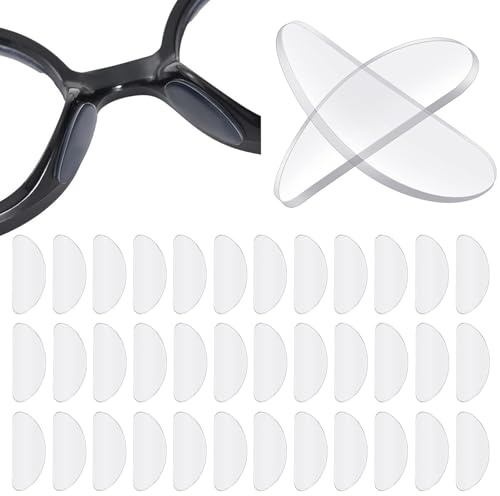 Yesimola 20 Paar D-Form Silikon Nasenpads Antirutsch Selbstklebend, Weiche Rutschfeste Nasenpolster für Brillen & Sonnenbrillen, Transparente Klebende Nasenpads mit Haftrückseite