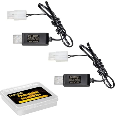 Cecicebb 7.2V USB Charger Battery Charging Cable with Standard Tamiya Plug for RC Truck RC Excavator RC Battleship NICD/NIMH Battery Charger