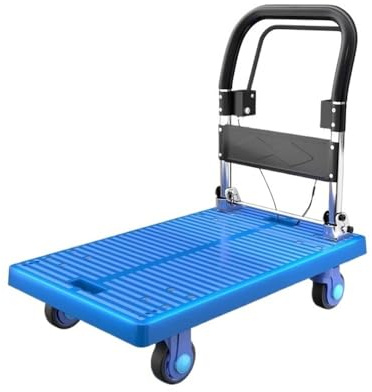 Carretilla de Mano Carro de Plataforma con Freno Mano Camión ferroviario Alta Velocidad transportador Remolque Cuatro Ruedas tracción Transpaleta Manual(Pequeño)