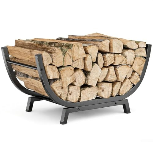 Firewood Rack, U-Shaped Stable Indoor Outdoor Storage Solution Heavy Duty Wood Stacking Rack Simple Design