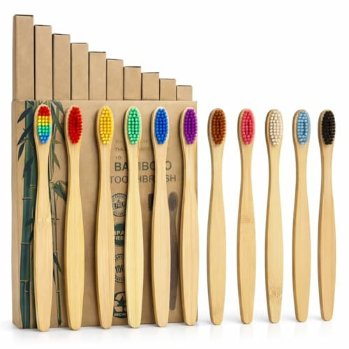 20PCS Brosses à Dents en Bambou, Brosse à Dents Durable en Bambou et Bois, sans BPA, Brosse à Dents en Bambou pour Adultes et Enfants, Écologique et Biodégradable