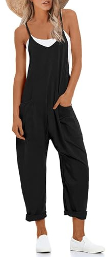 Omoone Womens Dungarees Sleeveless Loose Overall Long Jumpsuit Playsuit