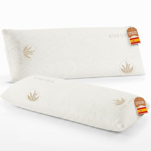 JUPPLIES Almohada Viscoelástica 100% con Efecto Memoria | 75 Cm, Pack 2 Unidades | Firmeza Media, Funda Aloe Vera Lavable | Hogar, Hotel