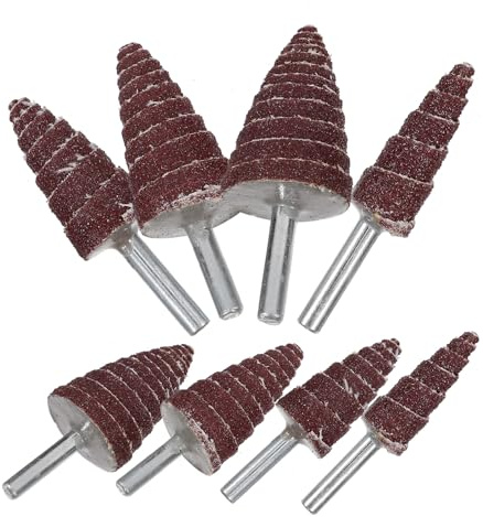 MAGICLULU Kit 8 Pezzi Mole Abrasive Lamellari Coniche 6mm, Ruote a Lamelle Assortite per Smerigliatrice Elettrica, Mole di Ricambio Piccole per Metallo, Legno e Plastica, Utensile Rotante