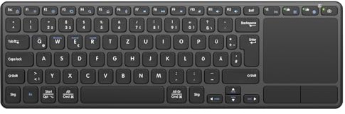 Bnnwa Wiederaufladbare Kabellose Bluetooth Tastatur mit Touchpad,DE QWERTZ | Bluetooth & 2.4GHz Dual,Multi-Device Tastatur mit Touch Trackpad für Smart TV/PC/Laptop/Tablet,iOS/Android/Windows