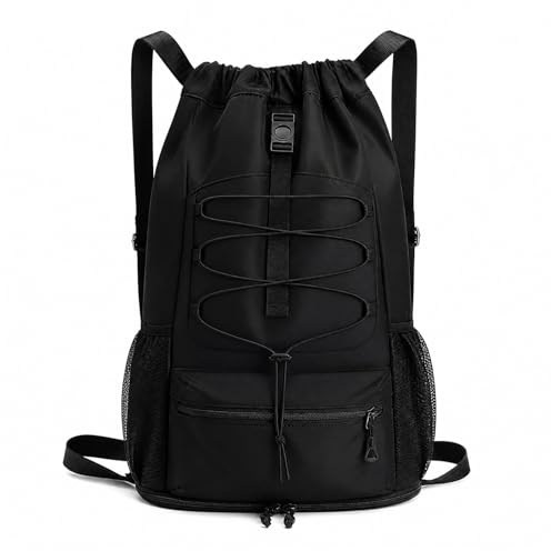 Quintrost Mochilas de Cuerdas Impermeable Bolsa de Deporte, Gran Capacidad Nylon Mochila de Gimnasio con Cordón para Hombre Mujer, Gym Bag de Cincha para Escolar, Senderismo, Casual, Viaje, Playa