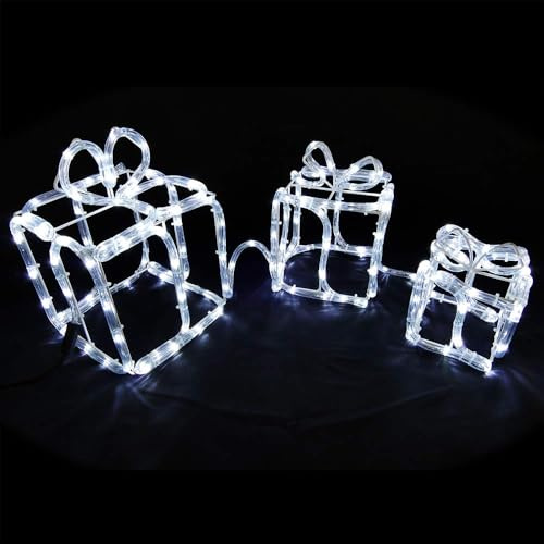 Weihnachtsdeko Beleuchtung – Weihnachtsbeleuchtung – Geschenkbox 3er Set Lichtschlauch – Spart Energie Dank LED – TÜV-geprüft – Kaltweiß – Für stimmungsvolle Weihnachten