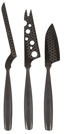 BOSKA Käsemesser-Set Monaco+ / drei Käsemesser/stilvolles Design/Edelstahl/Schwarz / 280 x 250 x 10 mm