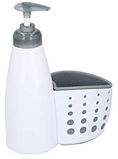 Invero Soap Dispenser Pump with Sponge Caddy Organiser Holder for Kitchens, Bathrooms and Utility Rooms - Keeps Sinks Tidy