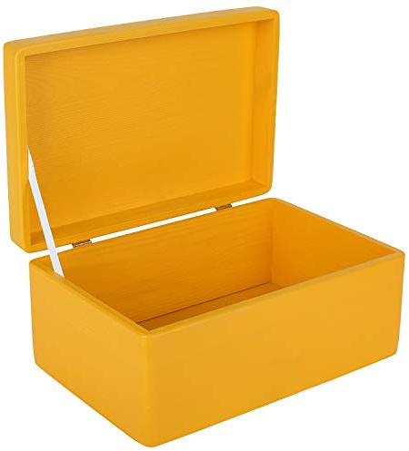 Creative Deco Gelb Große Holzkiste mit Deckel | 30 x 20 x 14 cm (+/-1cm) | Ostern Kiste Holzbox Erinnerungsbox Baby Aufbewahrungsbox Spielzeugkiste Kasten | Für Hochzeit, Geburtstag