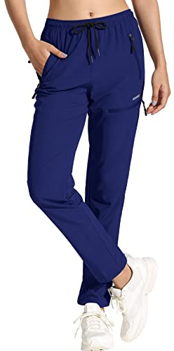 MOCOLY Pantaloni da Escursionismo da Donna Trekking Donna Asciugatura Rapida Traspiranti Pantaloni da Montagna UPF 50+ con Cerniera per attività All'aperto Lungo Marina Militare L