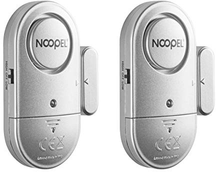 Window Door Alarm 2 Pack, New Version with Two Volume Levels,NOOPEL Wireless Magnetic Burglar Intruder Entry Alarm for Kids Toddlers Indoor Personal Safety