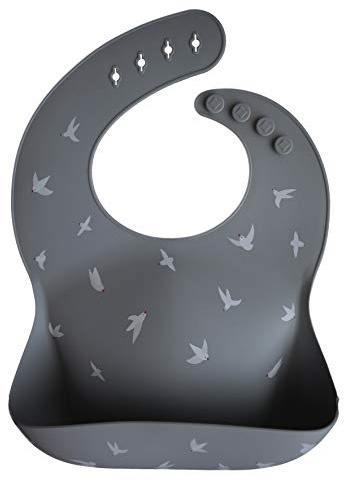 mushie Bavoir Bébé en Silicone | Bavoirs Imperméables Réglables | Bavoirs Faciles à Essuyer | 4 Tailles Réglables Avec Poches Avant Profondes | 100% Sans BPA et Phtalate | Seagull Cadet