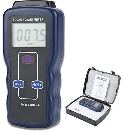 Yanmis Medidor Digital de energía Solar, medidor Digital de energía Solar Probador de medición de energía de luz Solar SM206 Instrumento de Prueba de radiación de luz Solar Digital de Alta precisión