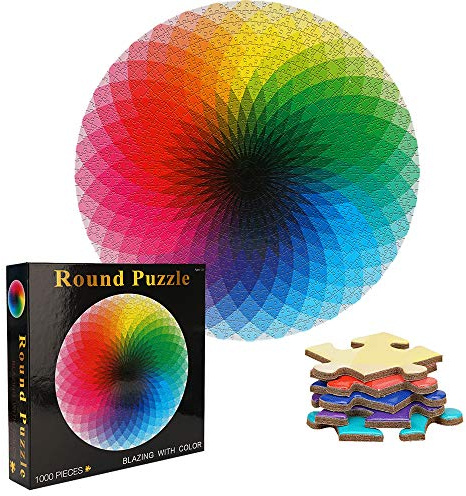 TINYOUTH 1000 Teile Rund Puzzles für Erwachsene, Regenbogen Puzzle, 67.5cm/26.57in 2mm Familienpuzzle Verringerter Druck Schwieriges Unmögliche Puzzle für Erwachsene 14+