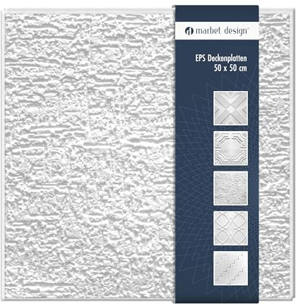 Deckenplatten aus Styropor EPS - Deckenpaneele leicht & robust im modernen Design - (10QM Sparpaket TERRA 50x50cm) Deckenplatten Feuchtraum Dekor