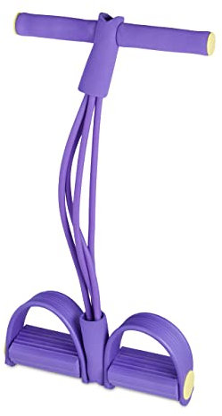 Relaxdays Multi Expander, verstellbare Pedale, Griffstück, multifunktional, Widerstandsband für Fitnesstraining, lila, 1 Stück