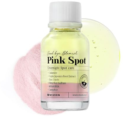 [Mizon] Tratamiento para el Acné y Espinillas, Cuidado Nocturno de Manchas y del Acné, Producto con Calamina, AHA, BHA, Tratamiento para Brotes (19 ml) Good Bye Blemish Pink Spot