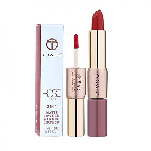 2-IN-1 Matt Samt Lippenstift Doppelkopf Langlebige Antihaft-Tasse Zwei-in-Eins-Lippenstift Lippen Make-up