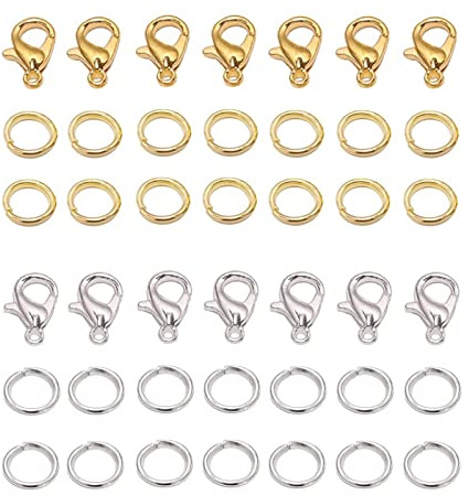 Exbrith 300 Piezas Cierre Langosta, Aleación Cierres de Pinza de Langosta, Dorado Plata Cierres para Pulseras, para Pulseras y Aretes, Reparación de Cadenas, u Otros Trabajos de Joyería