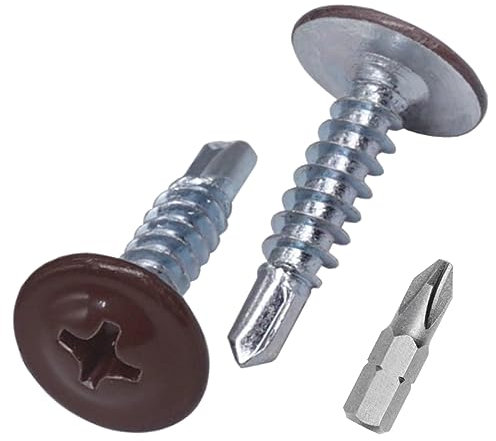 SKIR'CO - Tornillos autoperforantes (50 unidades, 4,2 x 16 mm, cabeza de armadura modificada Phillips, tornillo de chapa metálica, cabeza de oblea (50, marrón chocolate RAL 8017)