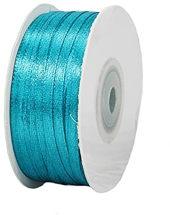 91m Satinband Geschenkband Pfauen Blau 3mm Breit,Seidenband Blau Luftballon Band Schleifenband Satin Dekoband Geschenkverpackung Deko Band Stoffband für Halloween Weihnachten Hochzeit Taufe Geburtstag