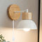 Chao Zan Aplique de Pared Moderno, Lámpara de Pared para Dormitorio E27 con Interruptor Iluminación Interior Luz de Pared Simple en Madera y Metal Lámparas para Salón Pasillo (sin bombilla) (Blanco)