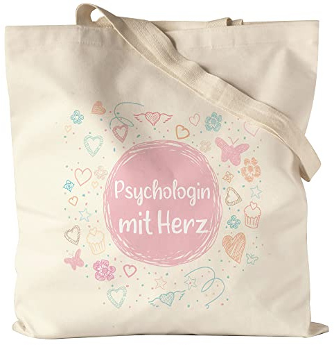 Hey!Print Psychologin mit Herz Jutebeutel Stoffbeutel Canvas Dankeschön Geschenk Danke Sagen Für Alles Psychologie Therapie