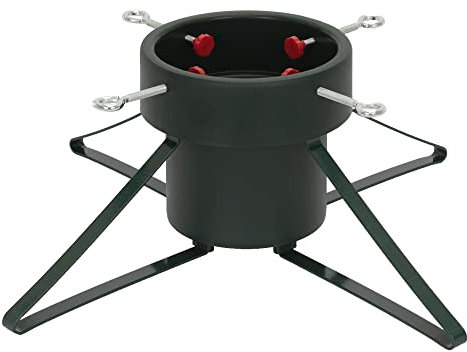 ECD Germany Weihnachtsbaumständer mit Wasserschale und 4 Feststellschrauben, Dunkelgrün, Metall Christbaumständer, Tannenbaumständer für Bäume bis 250 cm Höhe, Sternförmige Weihnachtsbaum Ständer