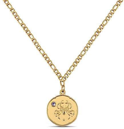 GD GOOD.designs EST. 2015 Sternzeichen Kette Krebs Gold mit Geburtsstein für Damen | 18K vergoldete Halskette mit Zodiac Anhänger