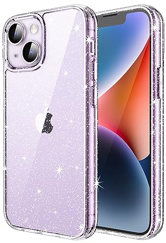 JETech Glitter Skal för iPhone 14 6,1 Tum, Bling Gnistra Stötskyddad Telefon Bumper Case, Söt Glittrande Fodral för Kvinnor och Flickor (Klar)