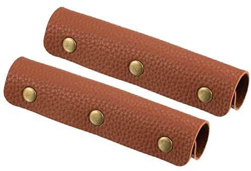 PATIKIL Bagaglio Maniglia Involucro, 2pz PU Borsa Presa Copertura Protezione Identificatore con Chiusura per Valigia Shopping Borsa, Marrone