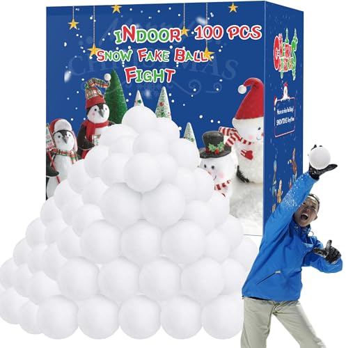 Homiar 100 PCS Snow Fake Balls, Soft Artificial Snow Toy Balls for Kids, Indoor Snow Fight Ball Set for Multiplayer Outdoor Parent-Child Throwing Game Winter Christmas Decorations Party Present