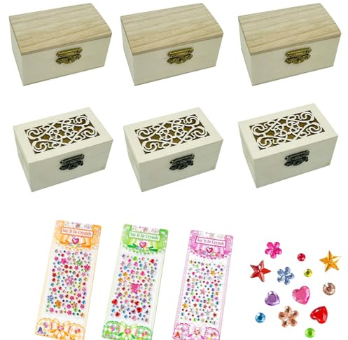 Exbrith 6 Mini - Schatztruhe,Schatztruhe Kindergeburtstag Zwei Boxtypen,Dekorative Aufkleber Im Lieferumfang Enthalten,Für Lagerung Dekorieren Kinder Diy